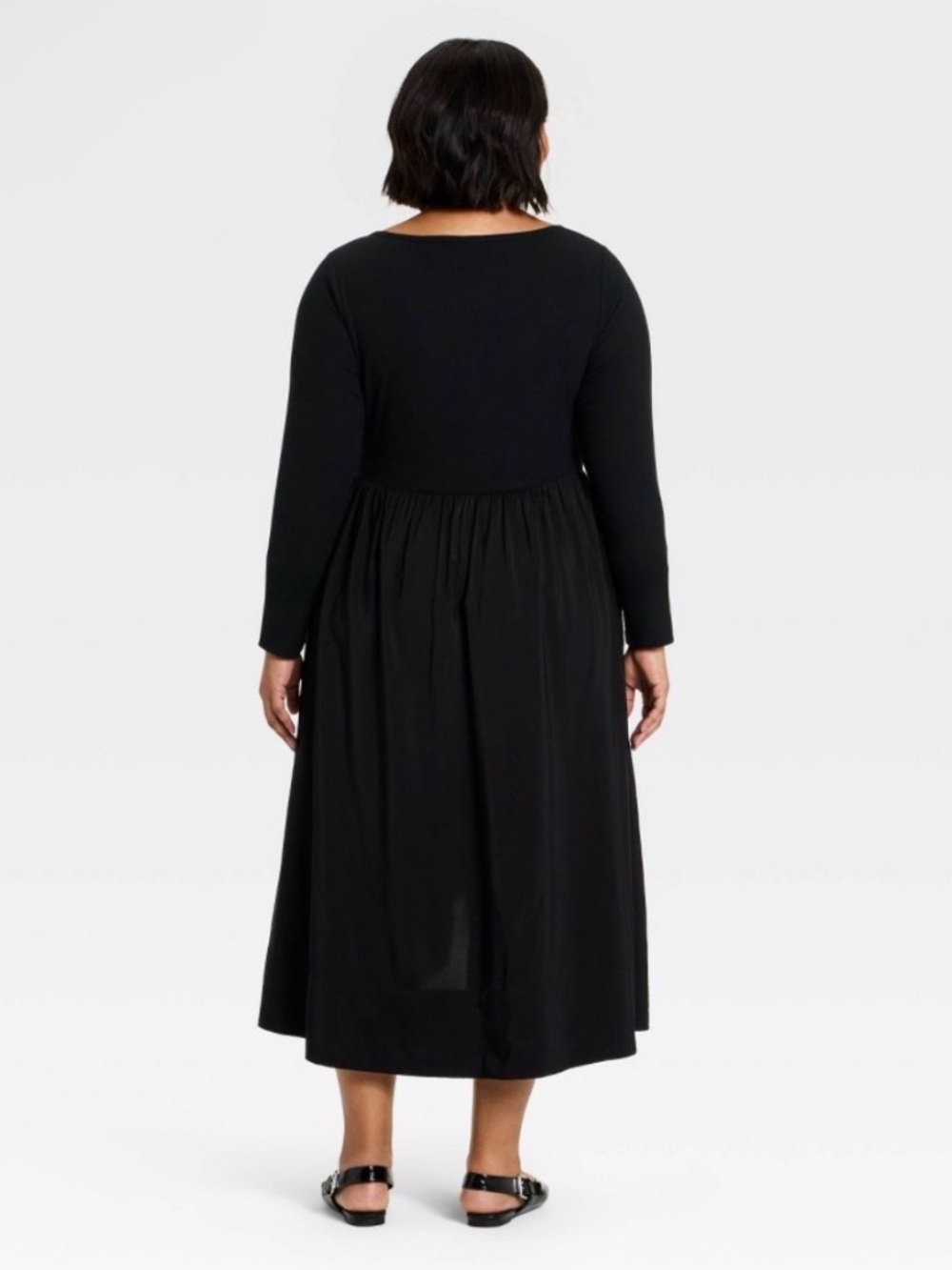 Ava & Viv Women's Plus Long Sleeve Button-Front Maxi Dress black NWT - Picture 3 of 4